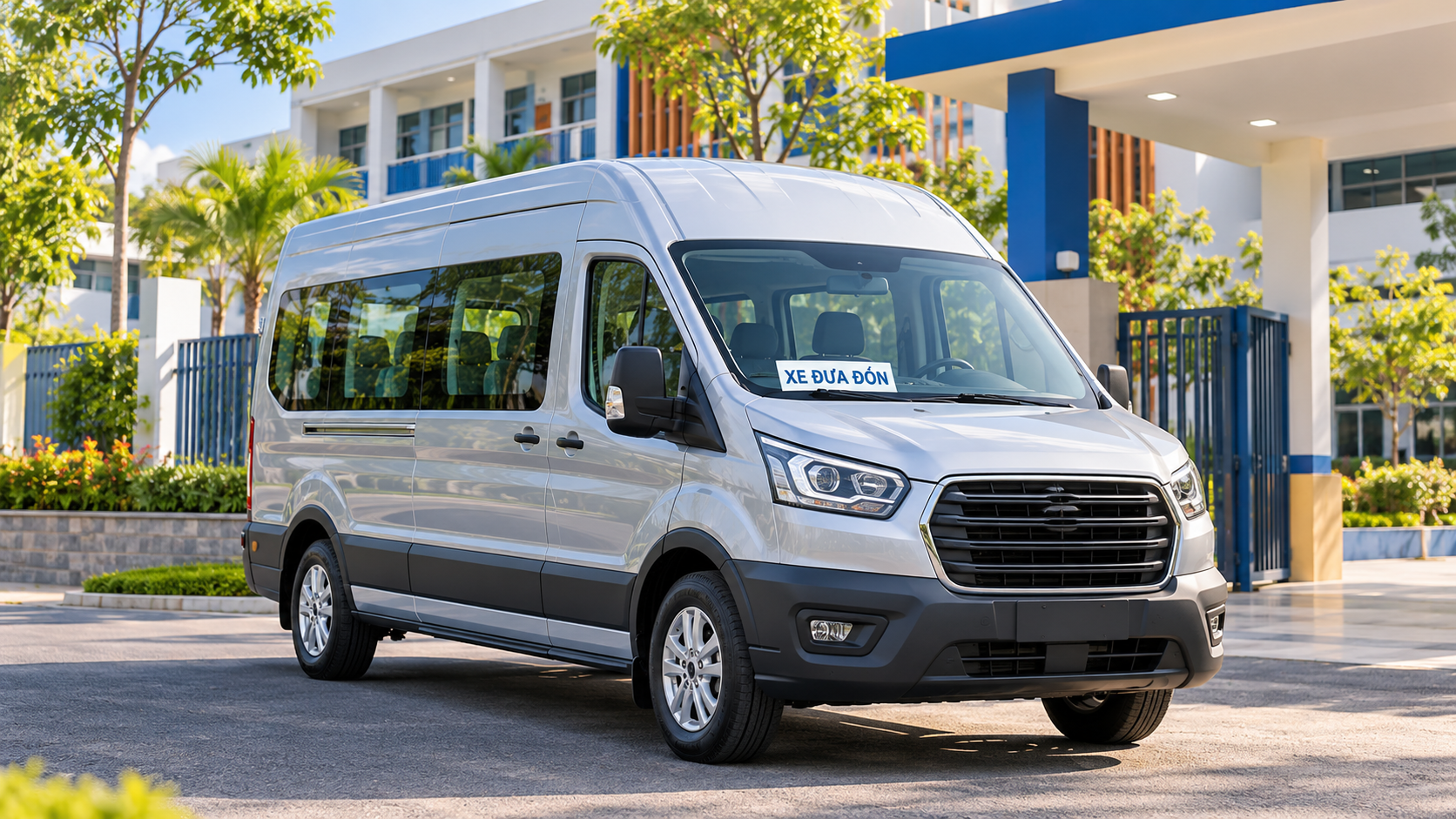 Minh họa xe đưa đón học sinh hiện đại tại Việt Nam